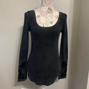 Free People Long Sleeve T-shirt Waffle Knit Size Medium